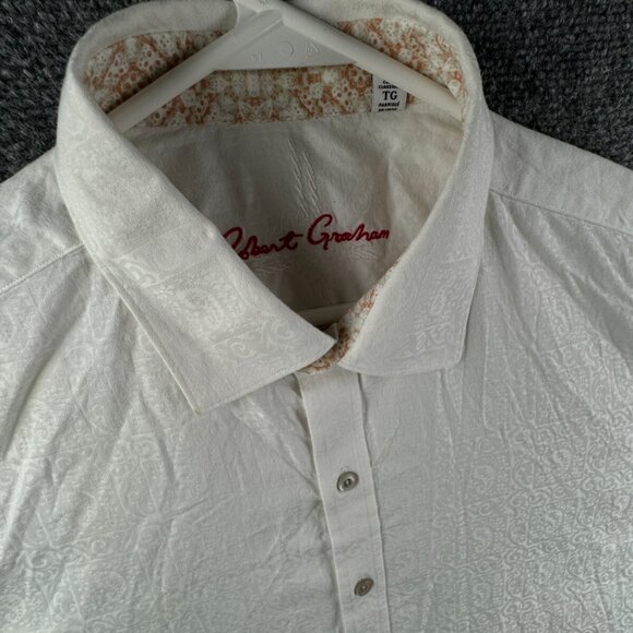 Robert Graham White Long Sleeve Button Up Shirt Men Size XL Classic Fit Swirl - Picture 6 of 16